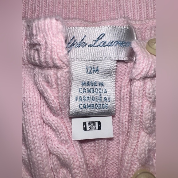 Ralph Lauren Mini-Cable Cotton Cardigan. Size 12m - Picture 4 of 6